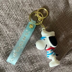 Snoopy Keychain with Light Blue Strap
